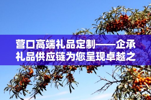 营口高端礼品定制——企承礼品供应链为您呈现卓越之选